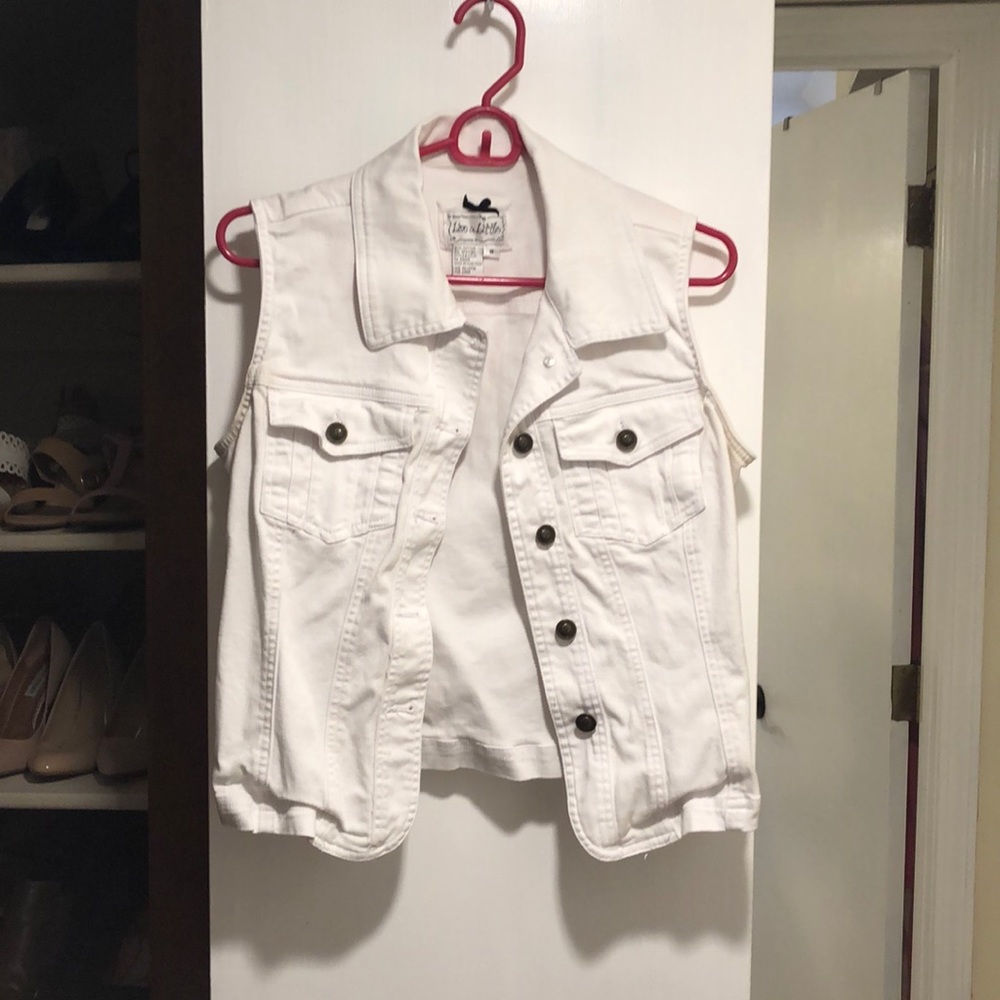 White denim vest